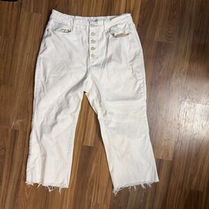 Judy Blue Women's 16W White Buttonfly Wide Leg Frayed Jeans VGC Cropped